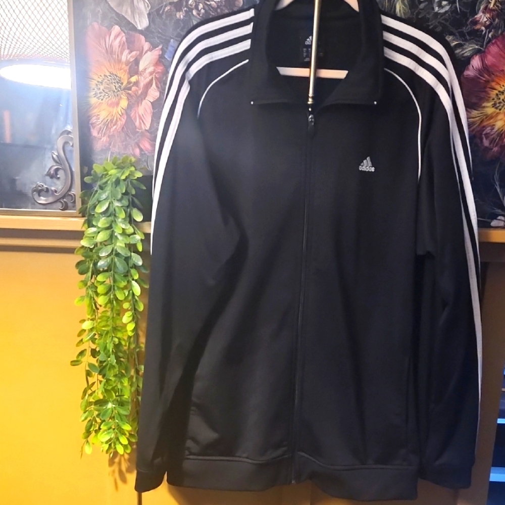 Adidas Men's Black and White Windbreaker